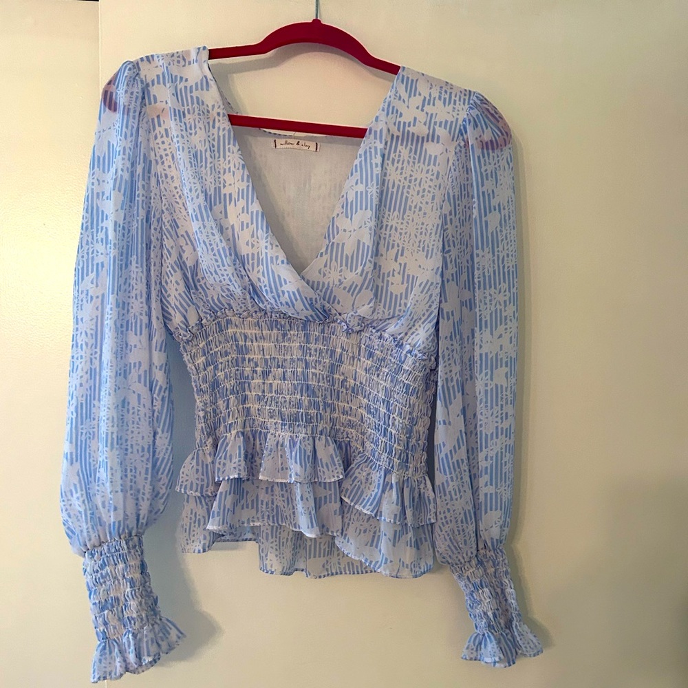 Blue and white top